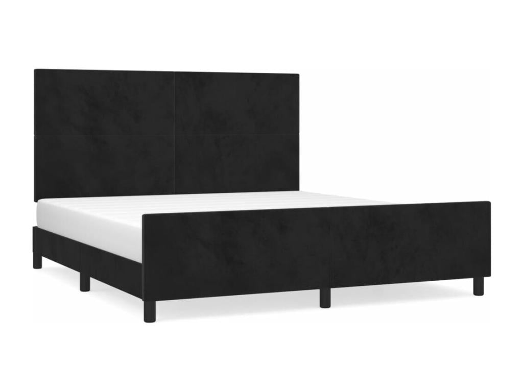 Bed frame with headboard, black, 180x200 cm, velvet, VNVF14265