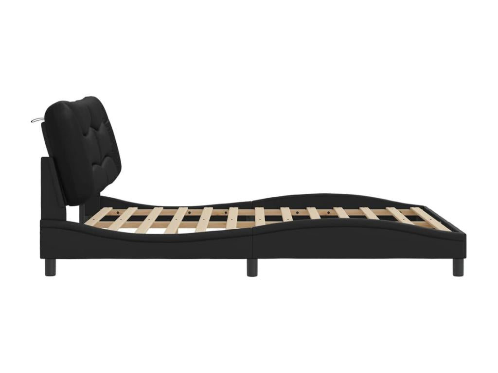 Bed frame with LED lighting, mattress not included, black, 160x200 cm, UENV12812