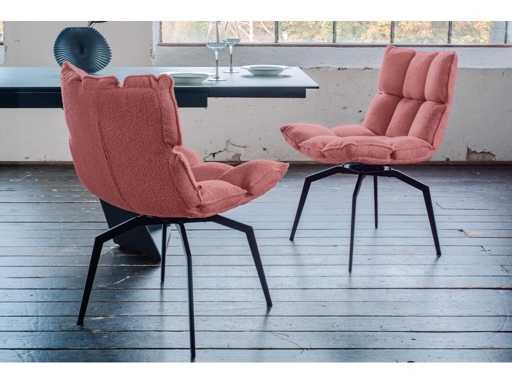 Chair - Pink woven fabric - Mobenze GORY21627