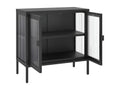 Black sideboard 70x35x70 cm glass and steel IGVE08181