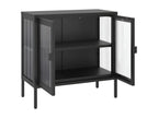 Black sideboard 70x35x70 cm glass and steel IGVE08181