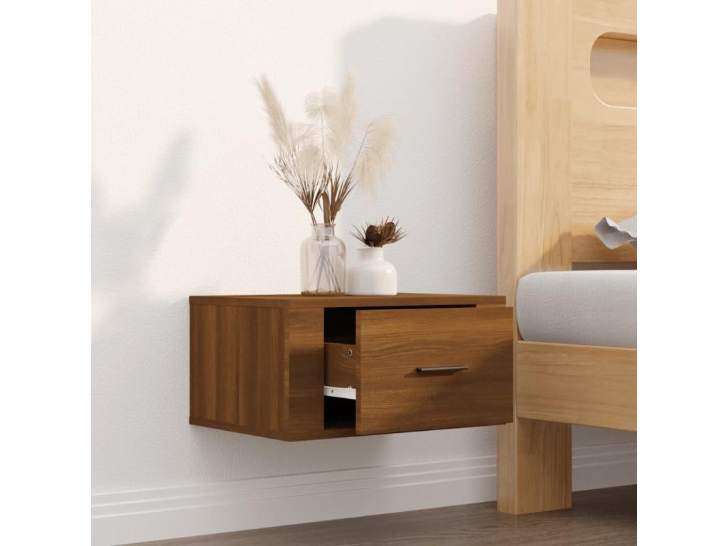 Wall-mounted bedside table, brown oak, 50x36x25 cm, XASA18674