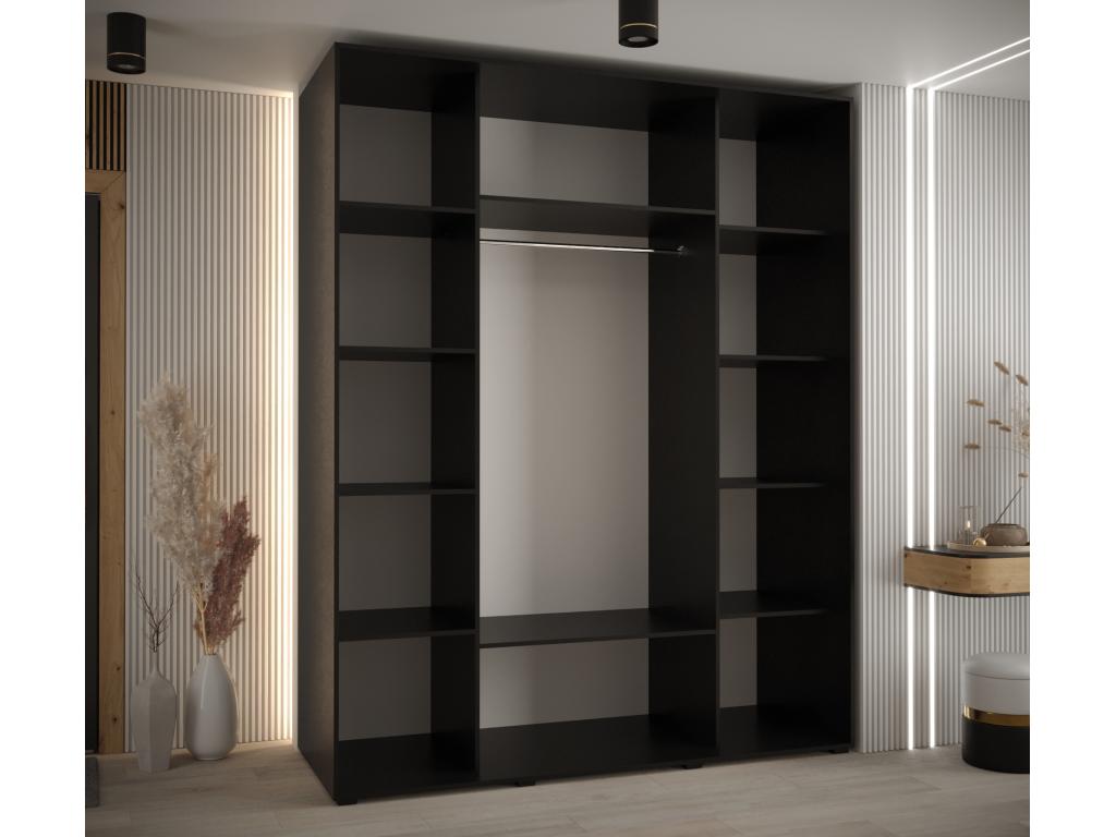 Luxameub 8 Sliding Door Wardrobe 235.2/200/60 3 Doors Black/White/Black CMBK96236