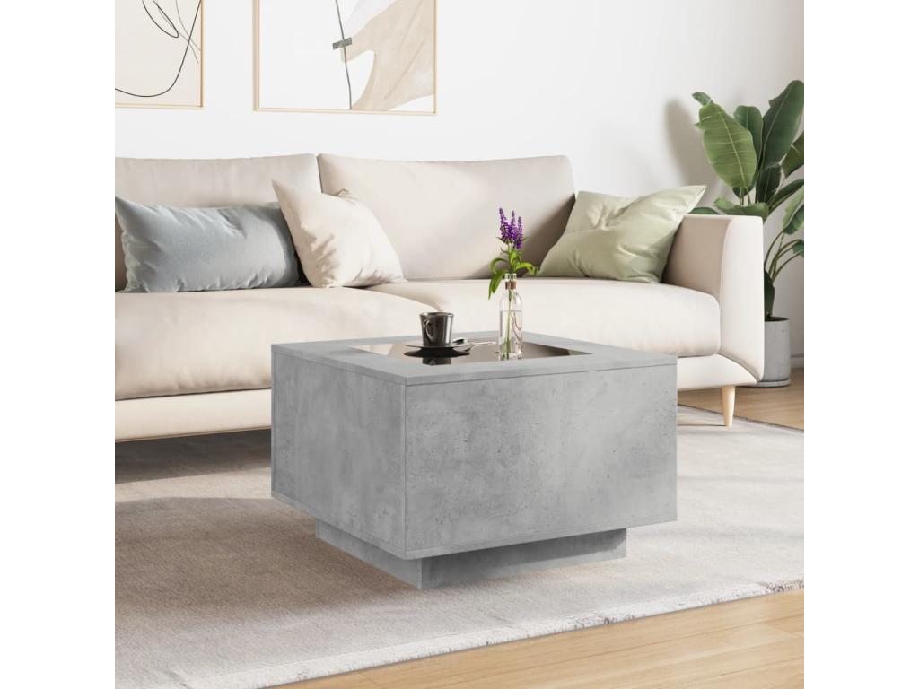 Coffee table with LED, concrete grey, 60x60x40 cm, Mobenze engineering MFAL21129