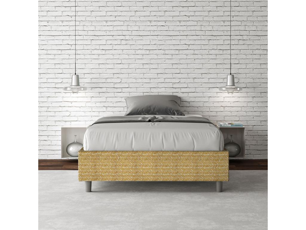 Single bed frame with storage, upholstered, 120x190 cm, Mobenze 3 yellow fabric, Mobenze AHEQ85811