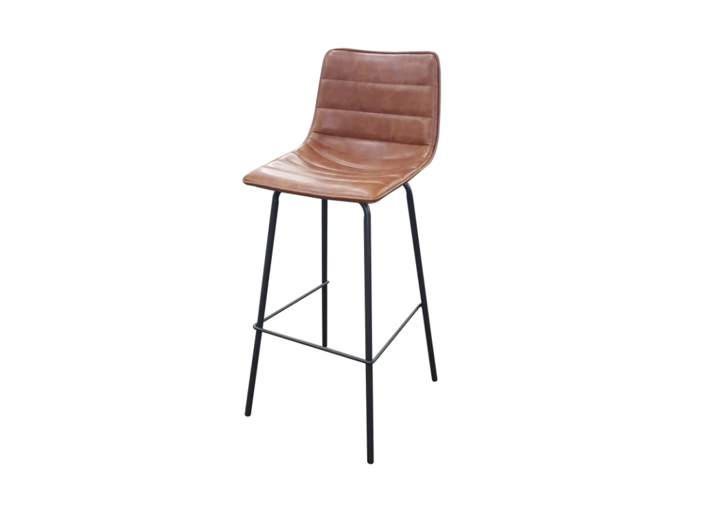 Set of 2 Mobenze bar stools with leather effect - Mahogany - W 44 x D 53 x H 92 cm ZTIV40826