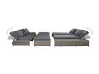5-piece garden furniture set with cushions, woven resin, grey SWQU74067