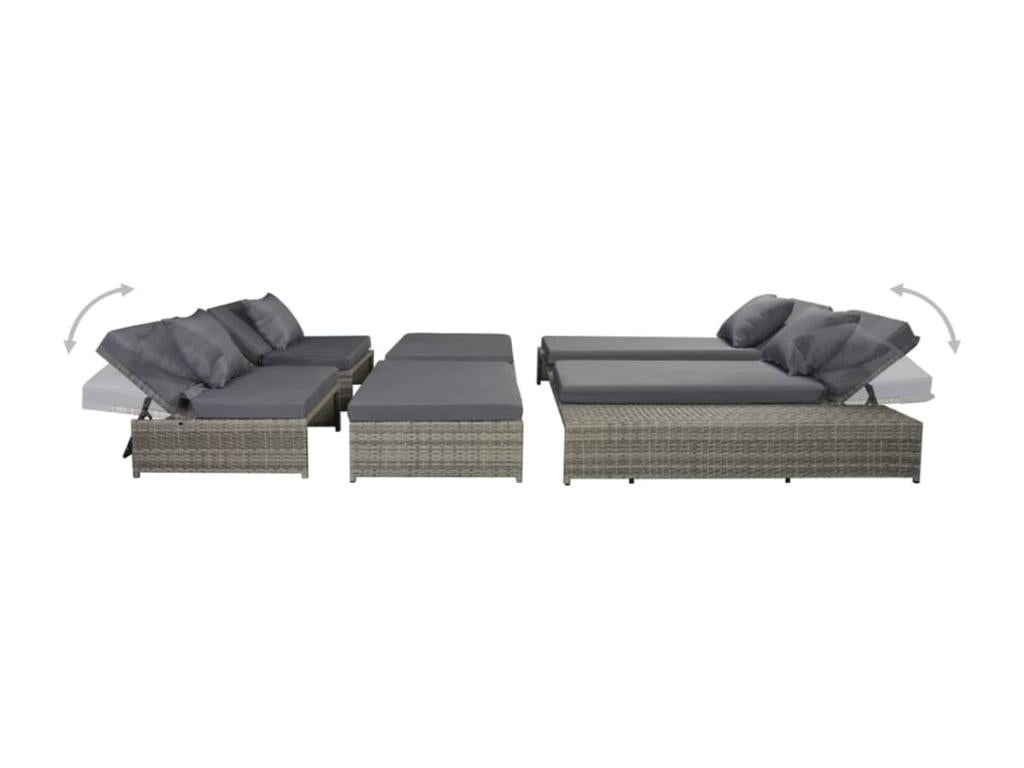 5-piece garden furniture set with cushions, woven resin, grey SWQU74067