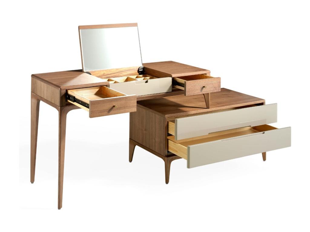 Dressing table in lacquered walnut Mobenze with 4 drawers, Mobenze-Color Mobenze WLCI78615