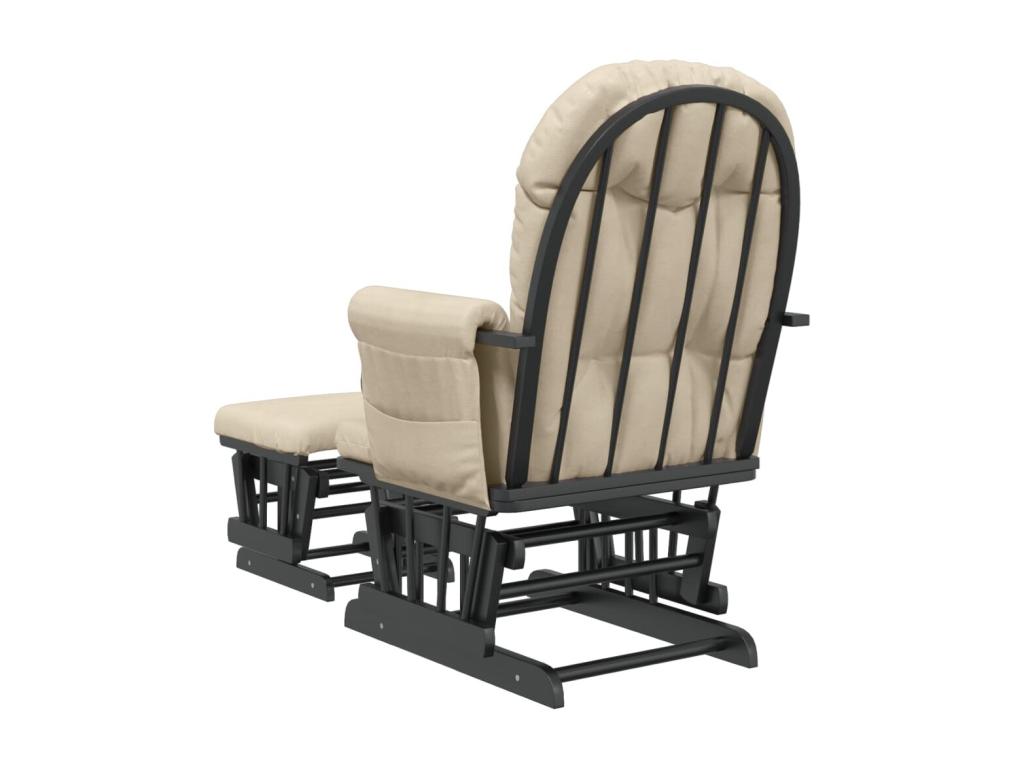 Rocking chair with footrest, cream white fabric YCXK02769