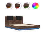 Bed frame, headboard and LED lighting, brown oak, 120x200 cm, EUMT50493