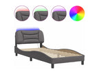 Bed frame with LED lighting, mattress not included, grey, 90x190 cm BIHJ90733