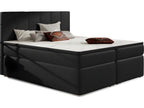 Complete box spring set including headboard, bed base, mattress, and mattress topper - black faux leather - 160x200 cm ZIZK18445