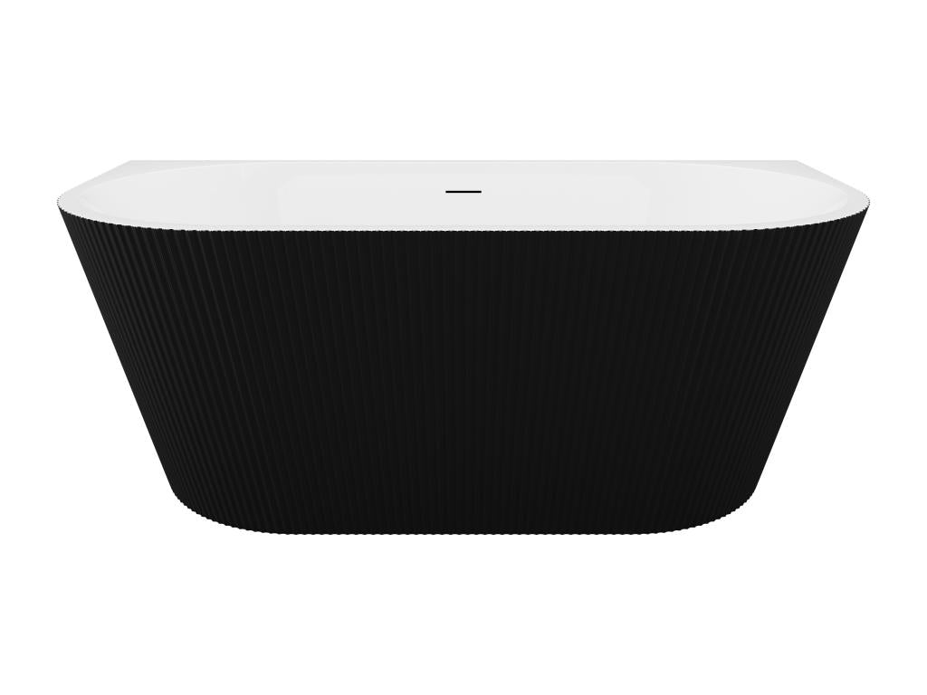Semi-fluted bathtub - 206 L - 149x75x58 cm - Matte black - Acrylic - Mobenze WSSD73023