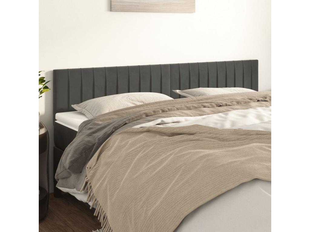 2-piece headboard set, dark grey, 90x5x78/88 cm, velvet, XCPT12396