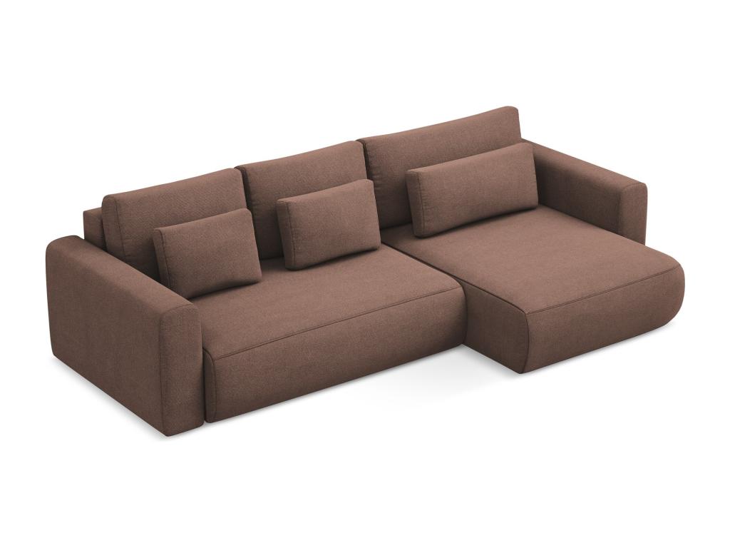 3-seater right-hand corner sofa bed in textured fabric - powder pink - Mobenze UKVF23713