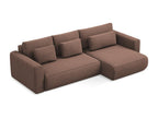 3-seater right-hand corner sofa bed in textured fabric - powder pink - Mobenze UKVF23713