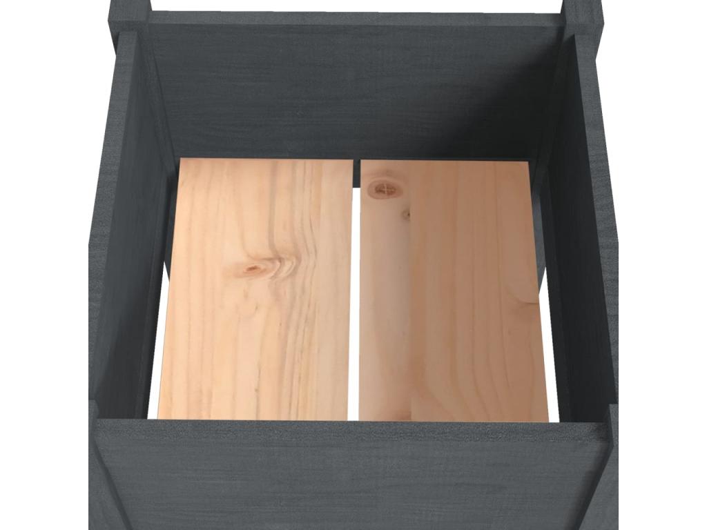 2-Piece Outdoor Planters, Grey, 40x40x70cm, Solid Pine Wood, GXEO08443