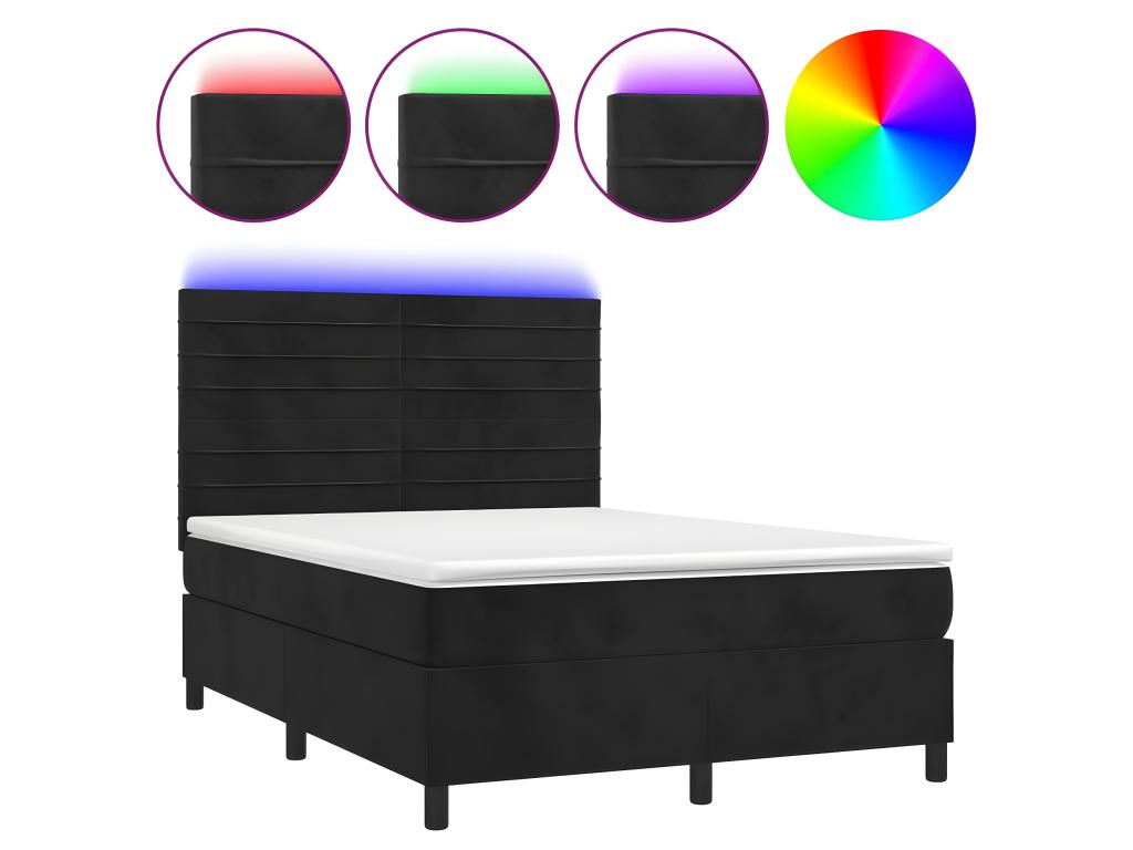 Mobenze bed base with LED mattress, black, 140x190cm, Mobenze VKWO74581