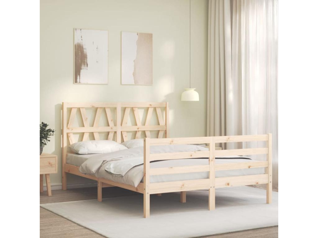 Bed frame with headboard, small double bed, solid Mobenze KSDU46396