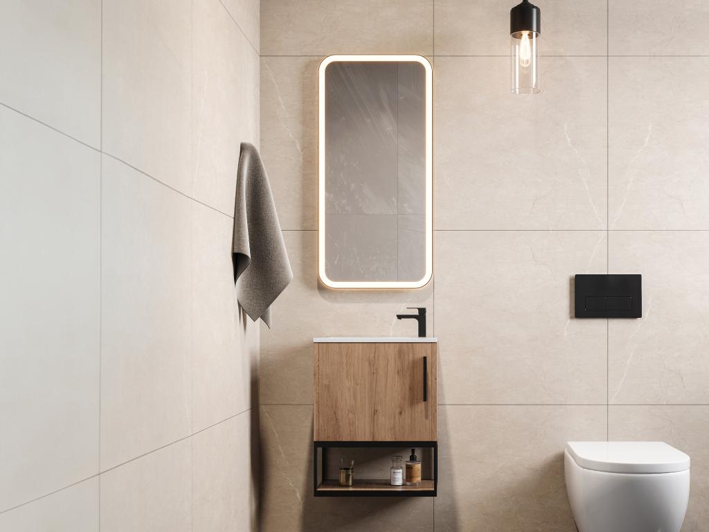 Wall-hung washbasin unit with niche - 40 cm - Light natural color - Mobenze VFHC28060