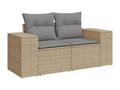 Garden furniture set with cushions, 6 pieces, beige woven resin, JZRN83328