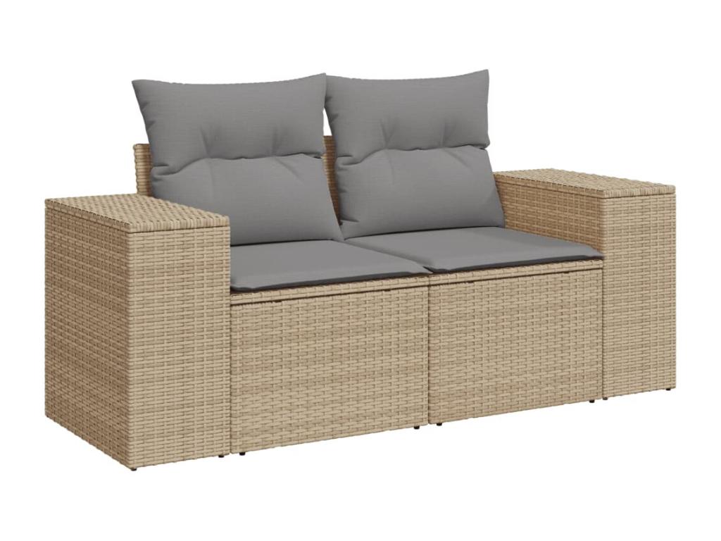 Garden furniture set with cushions, 6 pieces, beige woven resin, JZRN83328