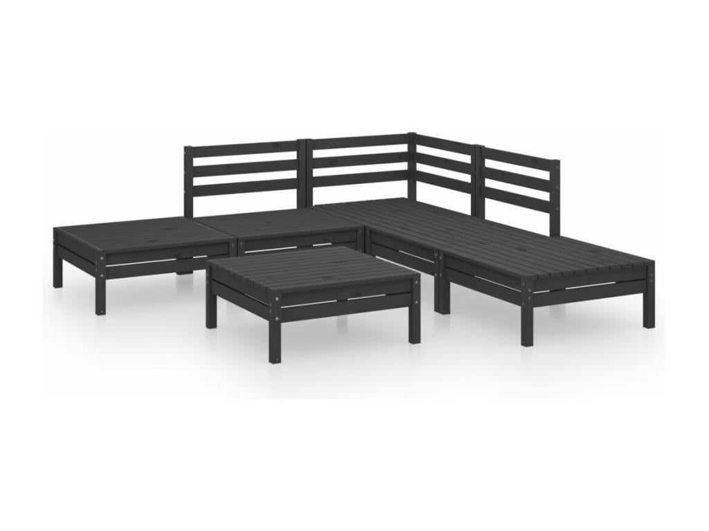 6-piece garden furniture set, Mobenze solid pine, black, KJFB24300