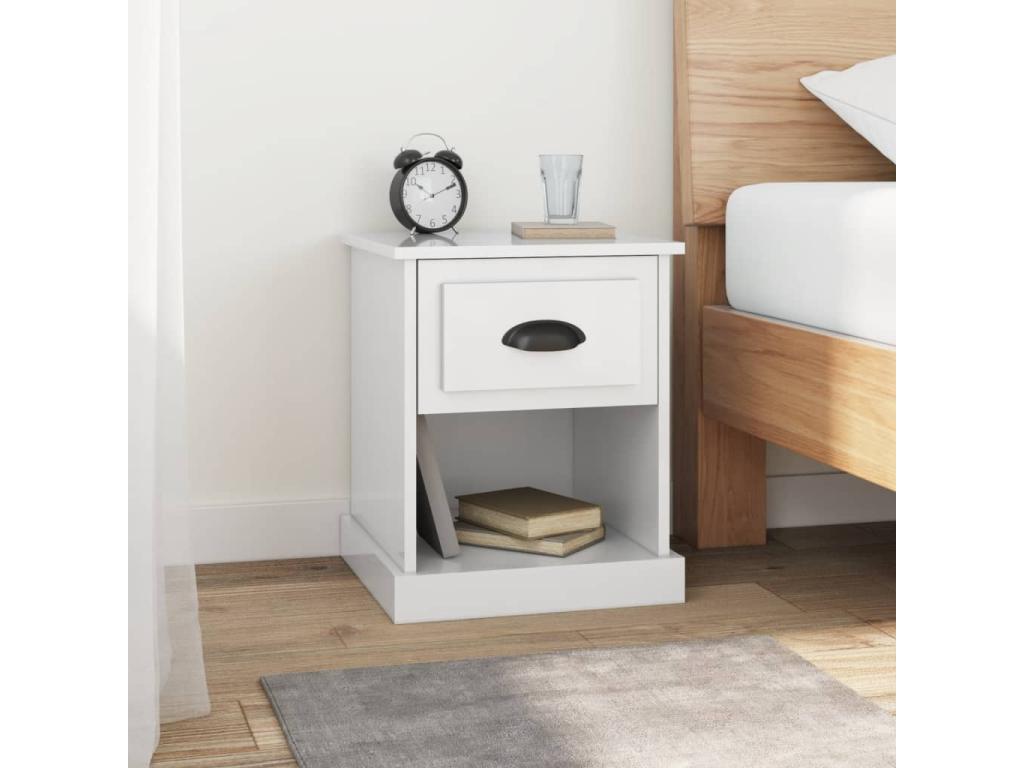 2-piece bedside tables, glossy white, 39x39x47.5 cm, GIHM67199