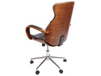 Mobenze-H39 Swivel Office Chair, Curved Mobenze Chair, Walnut Look Faux Leather - Black COLW33177