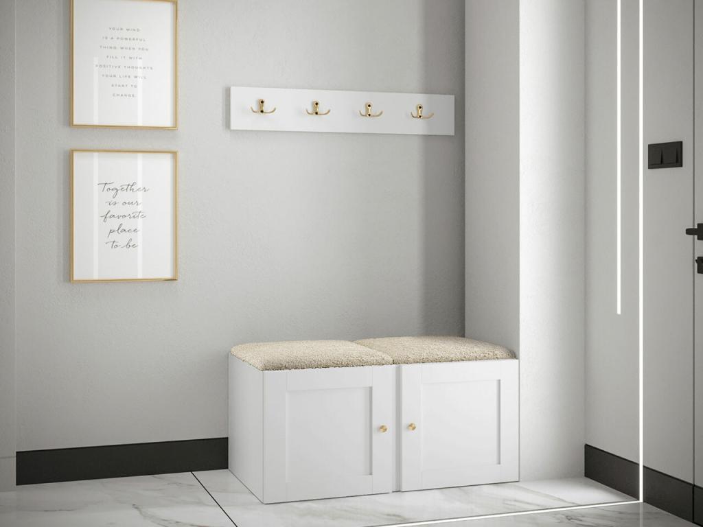 Mobenze 376 Hallway Unit, 84x44cm, Light Brown - Black Laminate - Upholstery - Mobenze XHCE43757