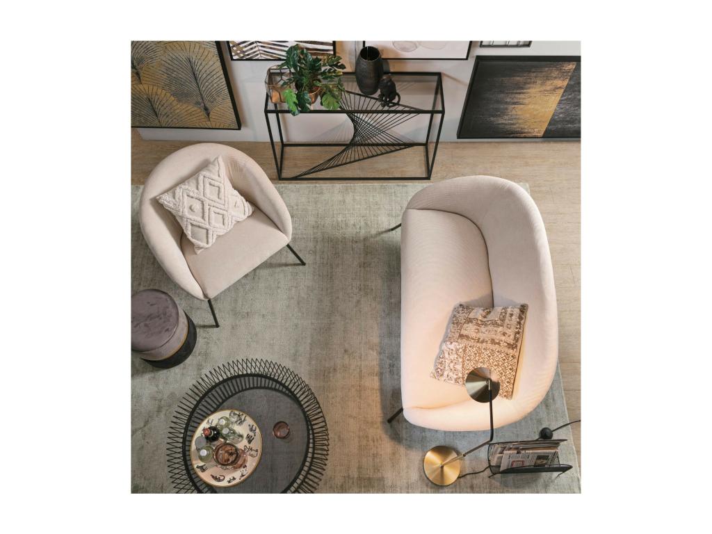 Round coffee table in glass and black metal D80 - Mobenze EZYC68570