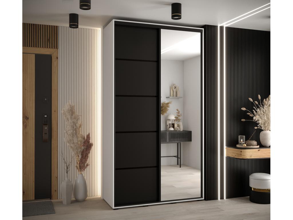 Mobenze 5 Sliding Door Wardrobe 235.2/140/45 2 Doors White/Black/Black QQUI07005