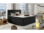 Complete box spring set including headboard, bed base, mattress, and mattress topper - black faux leather - 160x200 cm ZIZK18445