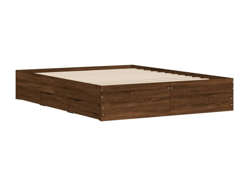 Bed frame with drawers, without mattress, brown oak, 140x200 cm, RQMT51115