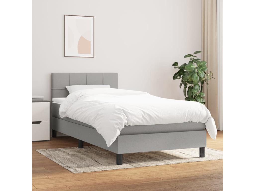 Mobenze bed base and light grey mattress 90x190 cm Fabric XJLZ80042