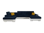 Mobenze 190 Corner Sofa, Blue, with Sleeping Function, Bed Box, 345x202x71cm, TZUA14150