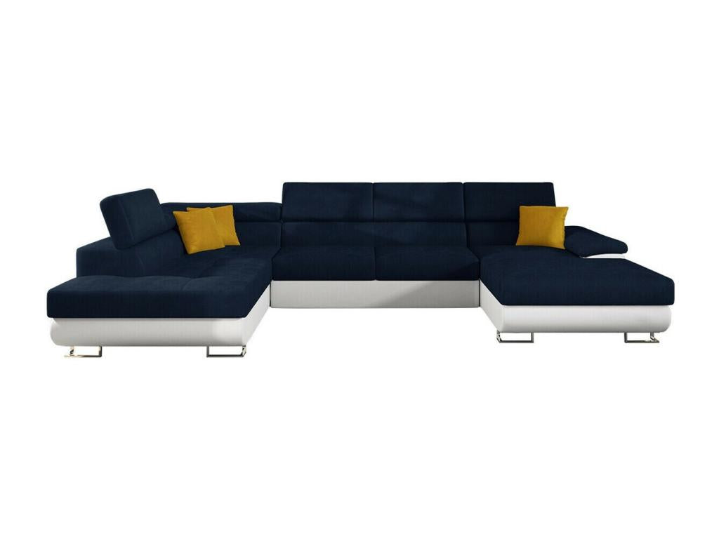 Mobenze 190 Corner Sofa, Blue, with Sleeping Function, Bed Box, 345x202x71cm, TZUA14150