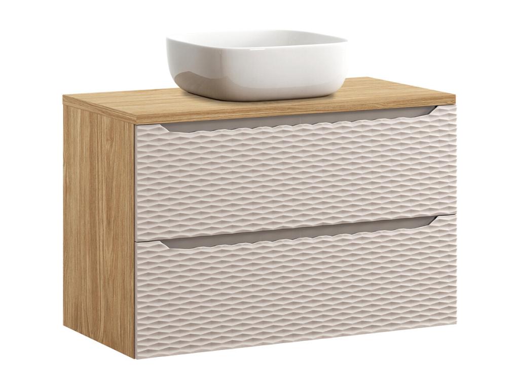 Luxameub 90cm Single Sink Vanity Unit, Beige and Wood, VVET16934