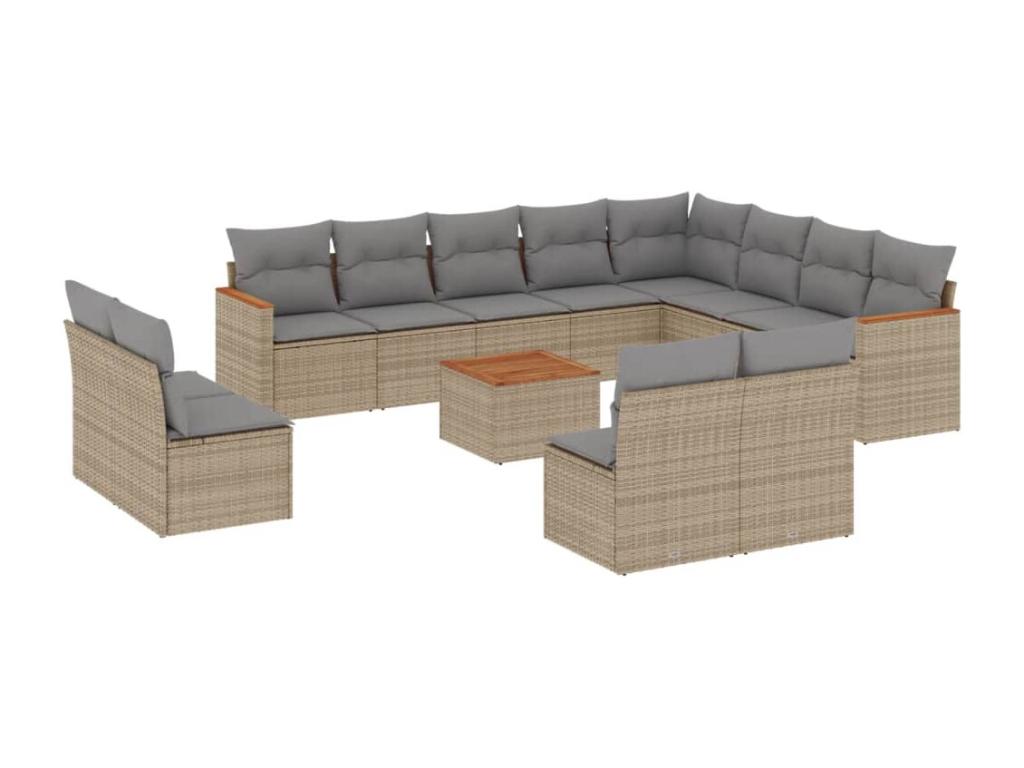 13-piece garden furniture set and cushions méLuxameub beige woven resin HSFP68357