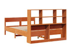 Bookshelf bed without mattress, brown wax finish, 120x200 cm, solid pine, FQEV25465