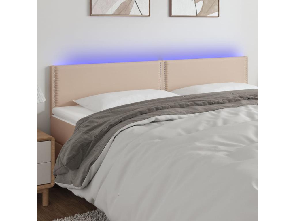 Cappuccino LED Headboard 160x5x78/88 cm Faux Leather DJPW65768