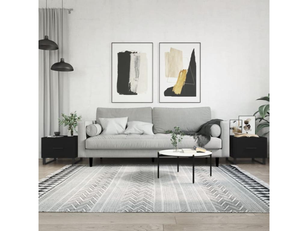 Coffee tables, 2 pcs, black, 50x50x40, engineered wood, COIM87094