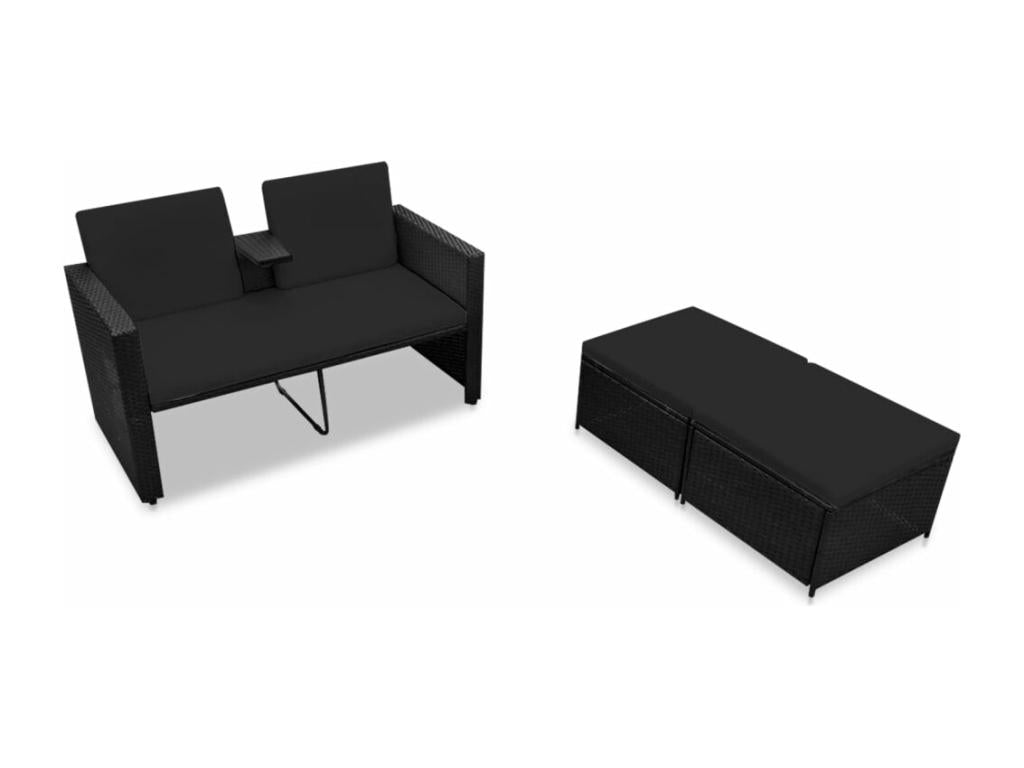 Black resin garden furniture set, 132x62x77 cm, 02 0016010 DJKR89778
