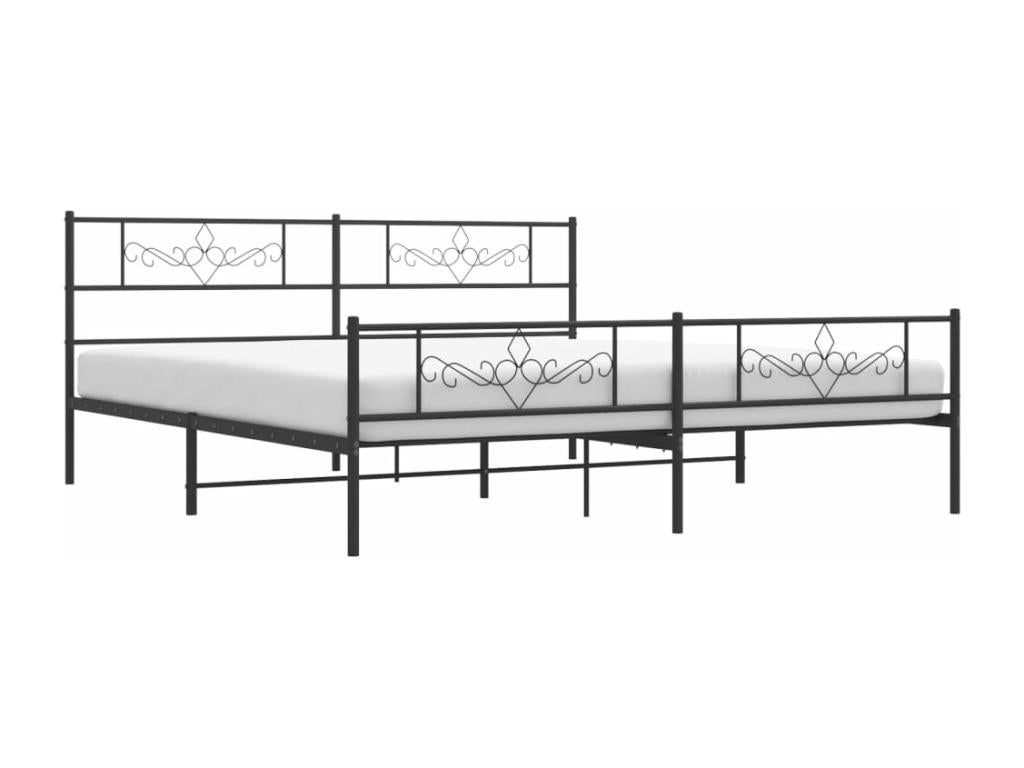 Metal bed frame with headboard and footboard, black, 193x203 cm, VMZO49720