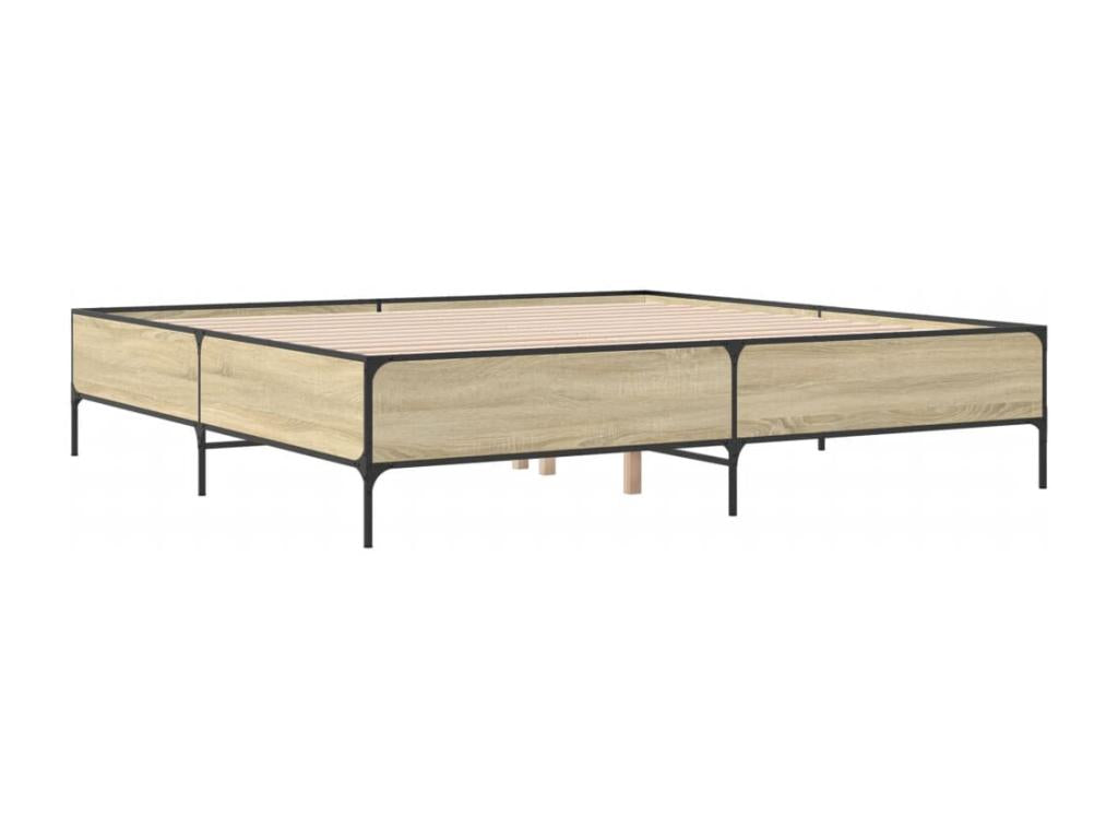 Mobenze oak bed frame 200x200 cm, engineered Mobenze and metal XNIX53453