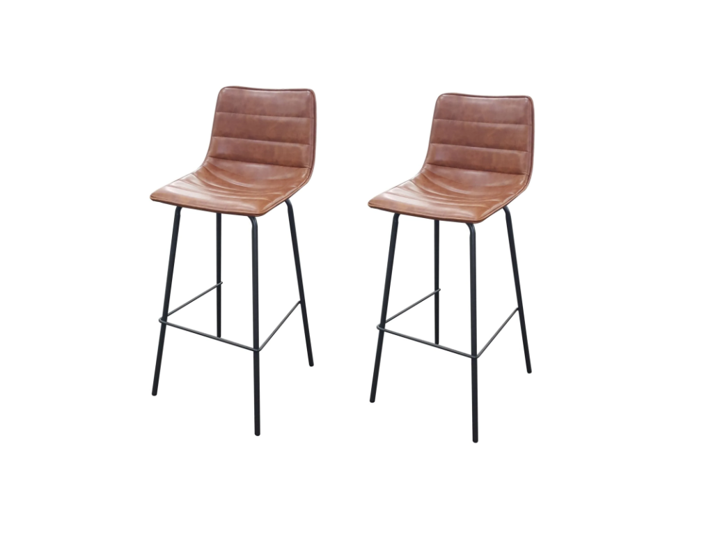 Set of 2 Mobenze bar stools with leather effect - Mahogany - W 44 x D 53 x H 92 cm ZTIV40826