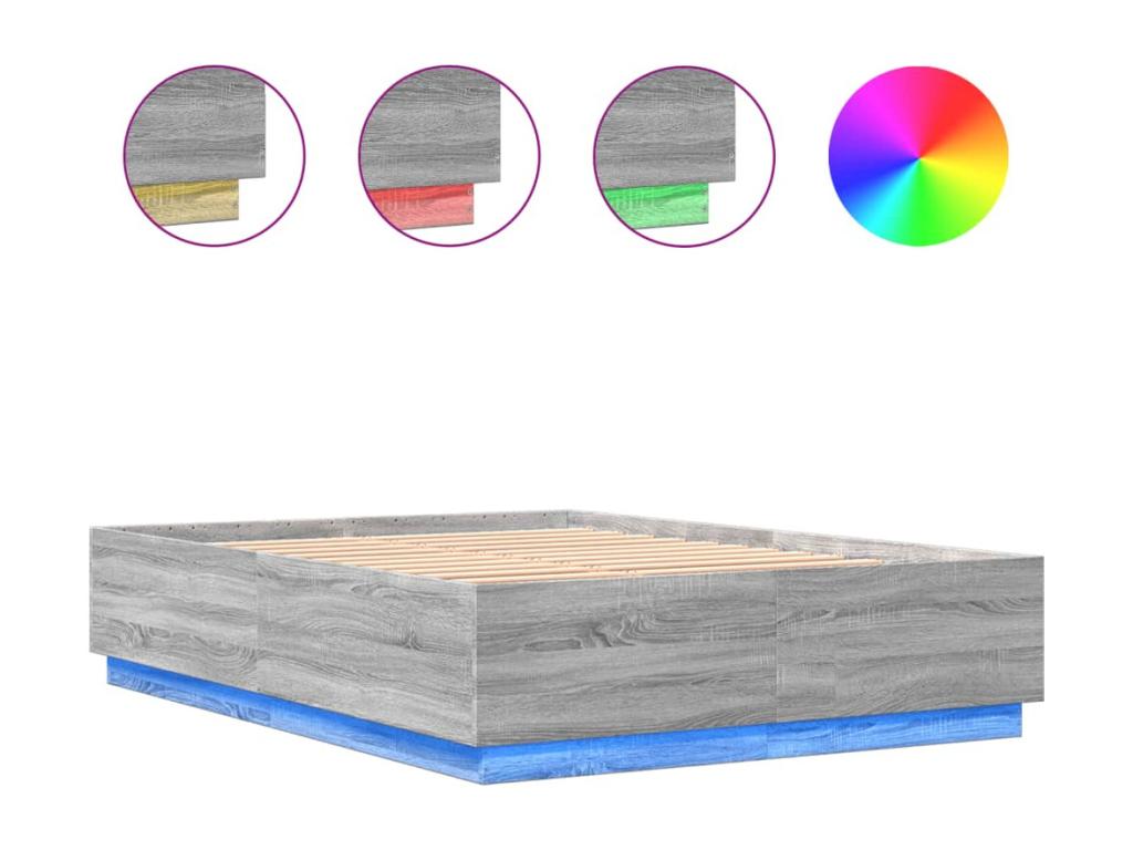 Bed frame with Mobenzeères LED lights, grey, 140x200 cm, CXSC01575