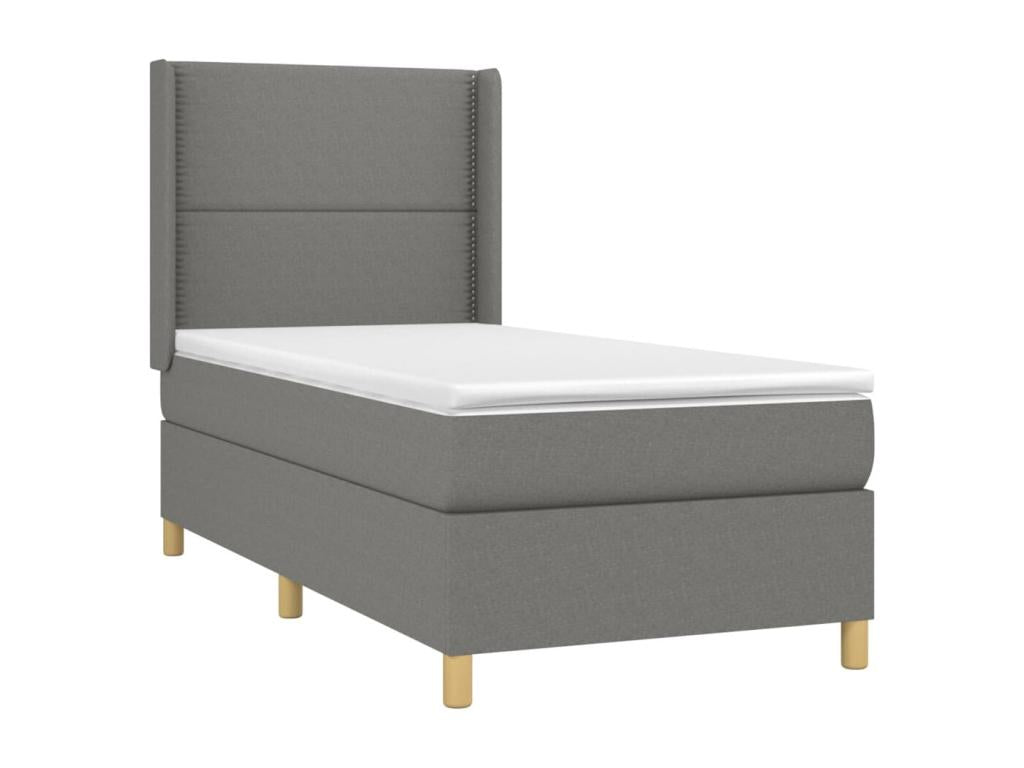 Upholstered bed base with mattress and LED lighting, Dark Grey, 80x200cm, Fabric MJDM47710