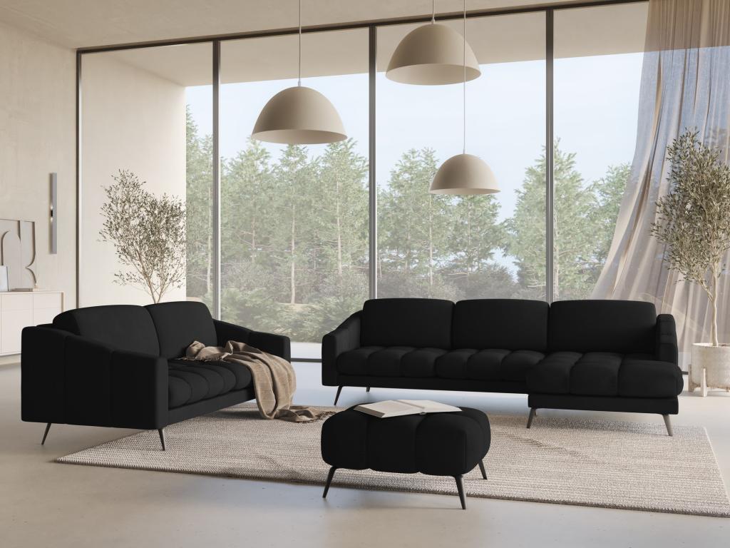4-seater sofa in chenille fabric - black - Luxameub IZXE34053